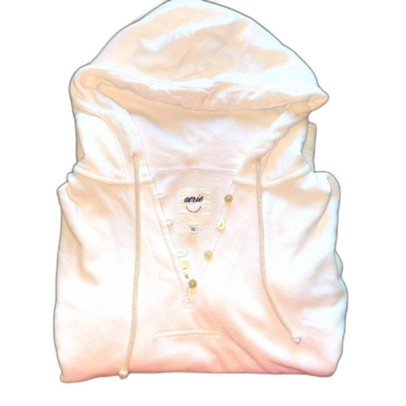 Aerie Oversized 100% Cotton Henley Hoodie, NWT, Size XS - Picture 2 of 8